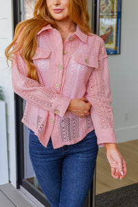 Sweeter Than Nectar Lace Button Down in Rose Tops Ave Shops 