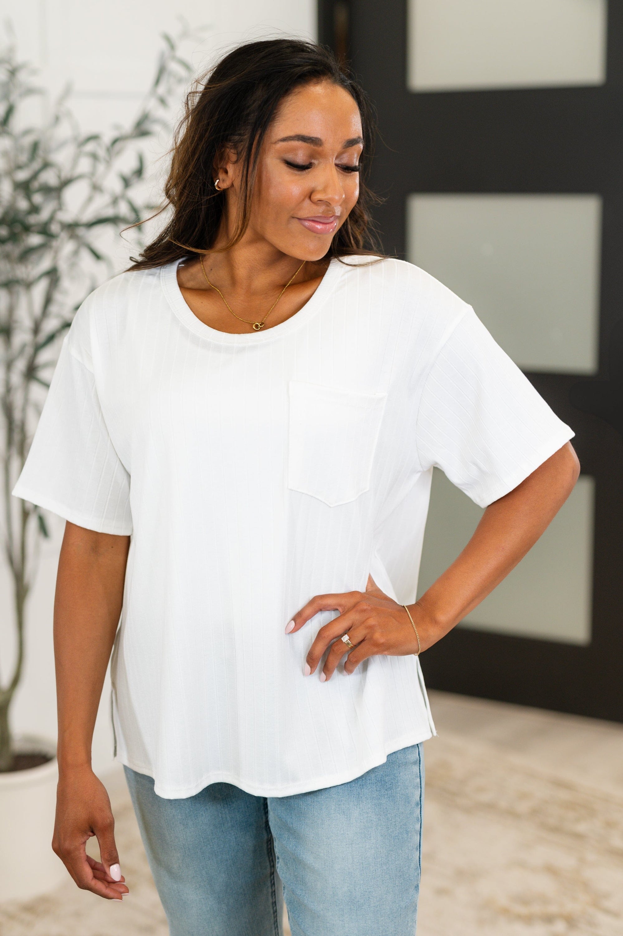 Take It Easy Slouchy Tee in Ivory Womens Ave Shops 