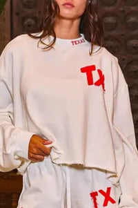 'Texas' Embroidered Terry Sweatshirt & Shorts clothing set Bucketlist 