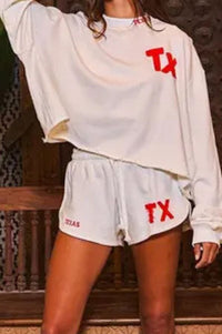 'Texas' Embroidered Terry Sweatshirt & Shorts clothing set Bucketlist 