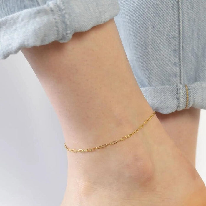 The Sis Kiss Mini Paperclip Anklet Gold (water resistant) Anklet The Sis Kiss 