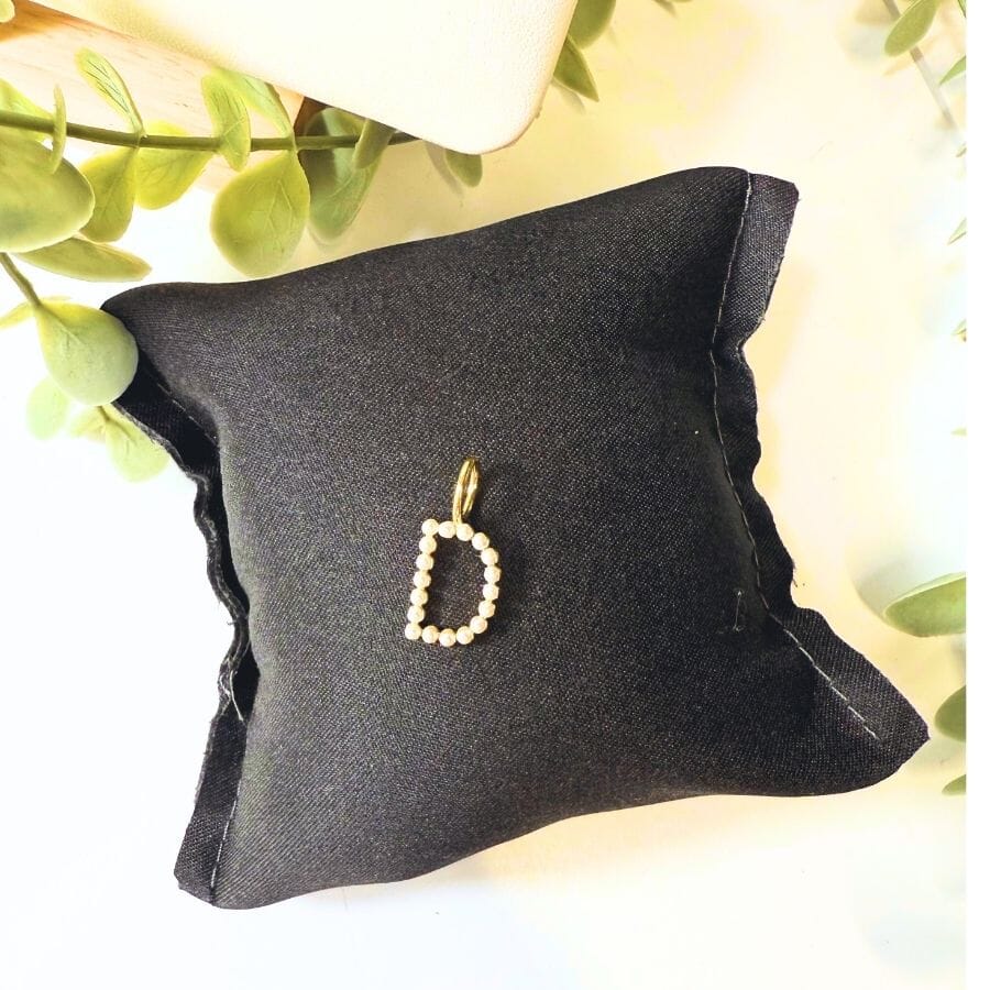 The Sis Kiss Pearl Initial Charms Gold - D Necklace Charm The Sis Kiss 