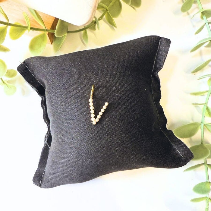 The Sis Kiss Pearl Initial Charms Gold - V Necklace Charm The Sis Kiss 