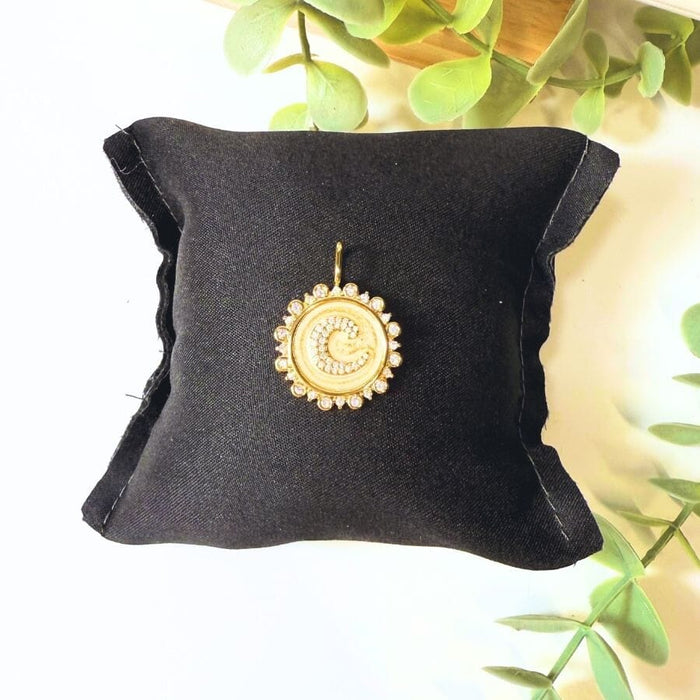 The Sis Kiss Vintage Coin Initial Charms Gold - C Necklace Charm The Sis Kiss 