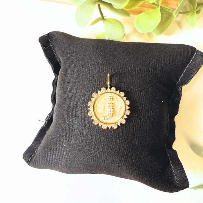The Sis Kiss Vintage Coin Initial Charms Gold - J Necklace Charm The Sis Kiss 