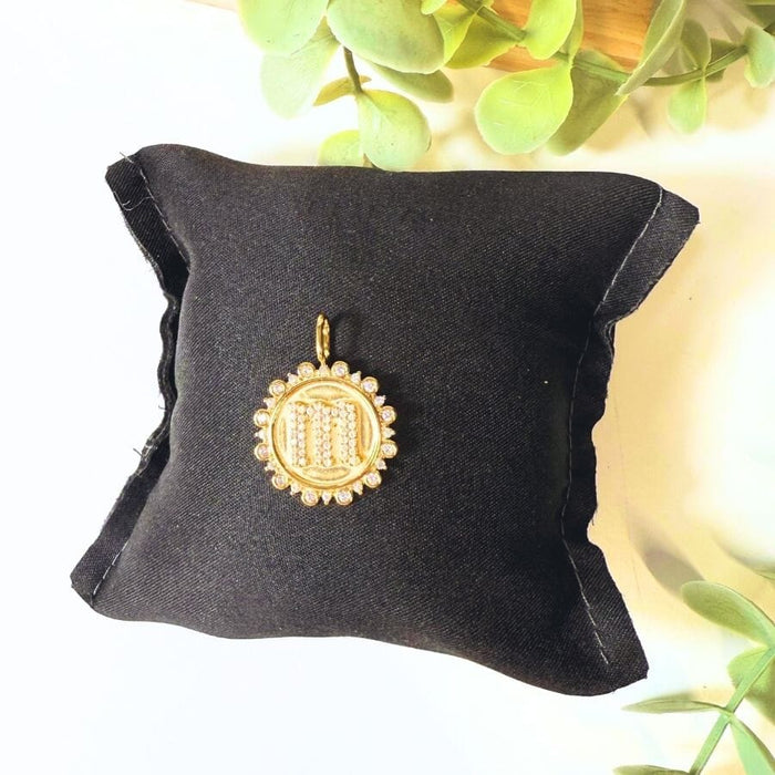 The Sis Kiss Vintage Coin Initial Charms Gold - M Necklace Charm The Sis Kiss 