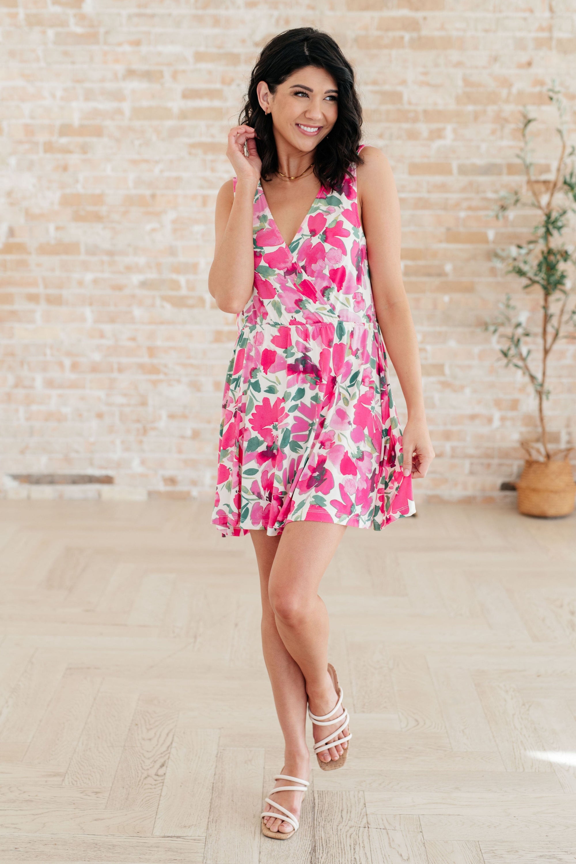 The Sun's Been Quite Kind V-Neck Dress in Pink Dresses Ave Shops 