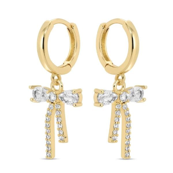 The Sweetest Cz Bow Huggie Earrings Earrings Splendid Iris 