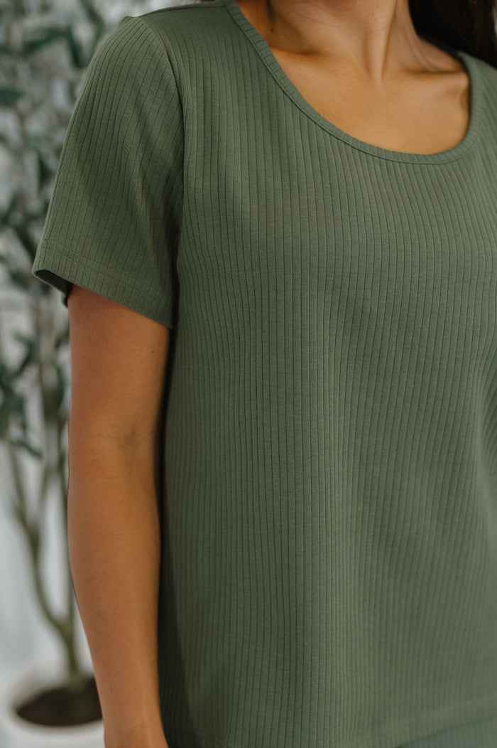Thyme Boxy Tee in Dusty Pine Womens Ave Shops 