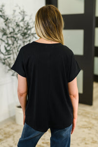 Top Shelf Basic V-Neck Ribbed Tee in Black Womens Ave Shops 