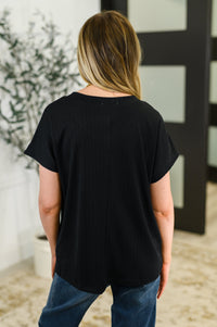 Top Shelf Basic V-Neck Ribbed Tee in Black Womens Ave Shops 