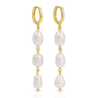 Triple Pearl Huggies Earrings Splendid Iris 