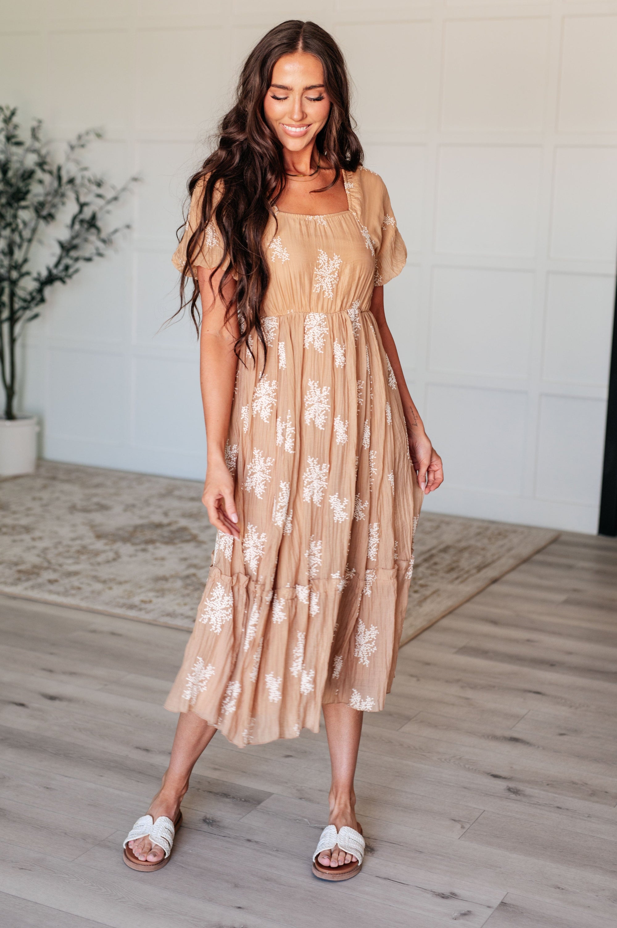 Trusting My Intuition Balloon Sleeve Dress in Camel Dresses Ave Shops 