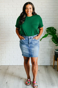 Uptown Crew T-Shirt in Green Womens Ave Shops 