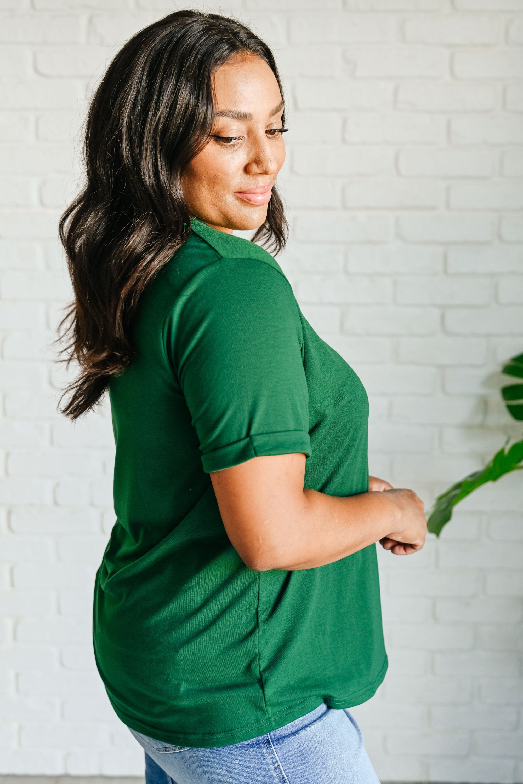 Uptown Crew T-Shirt in Green Womens Ave Shops 