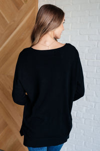 V-Neck Front Seam Sweater in Black Tops Ave Shops 