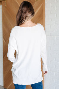 V-Neck Front Seam Sweater in Ivory Tops Ave Shops 