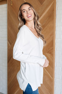 V-Neck Front Seam Sweater in Ivory Tops Ave Shops 