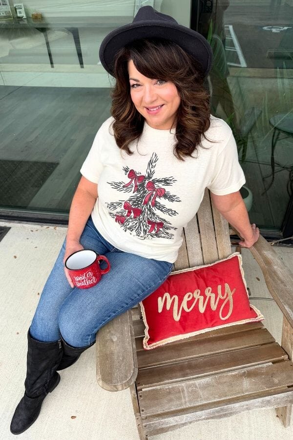 Vintage Tree w/ Glitter Bows Shirts & Tops Prickly Pear 