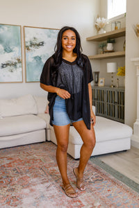 Warm Days, Cool Nights Top in Black Tops Ave Shops 