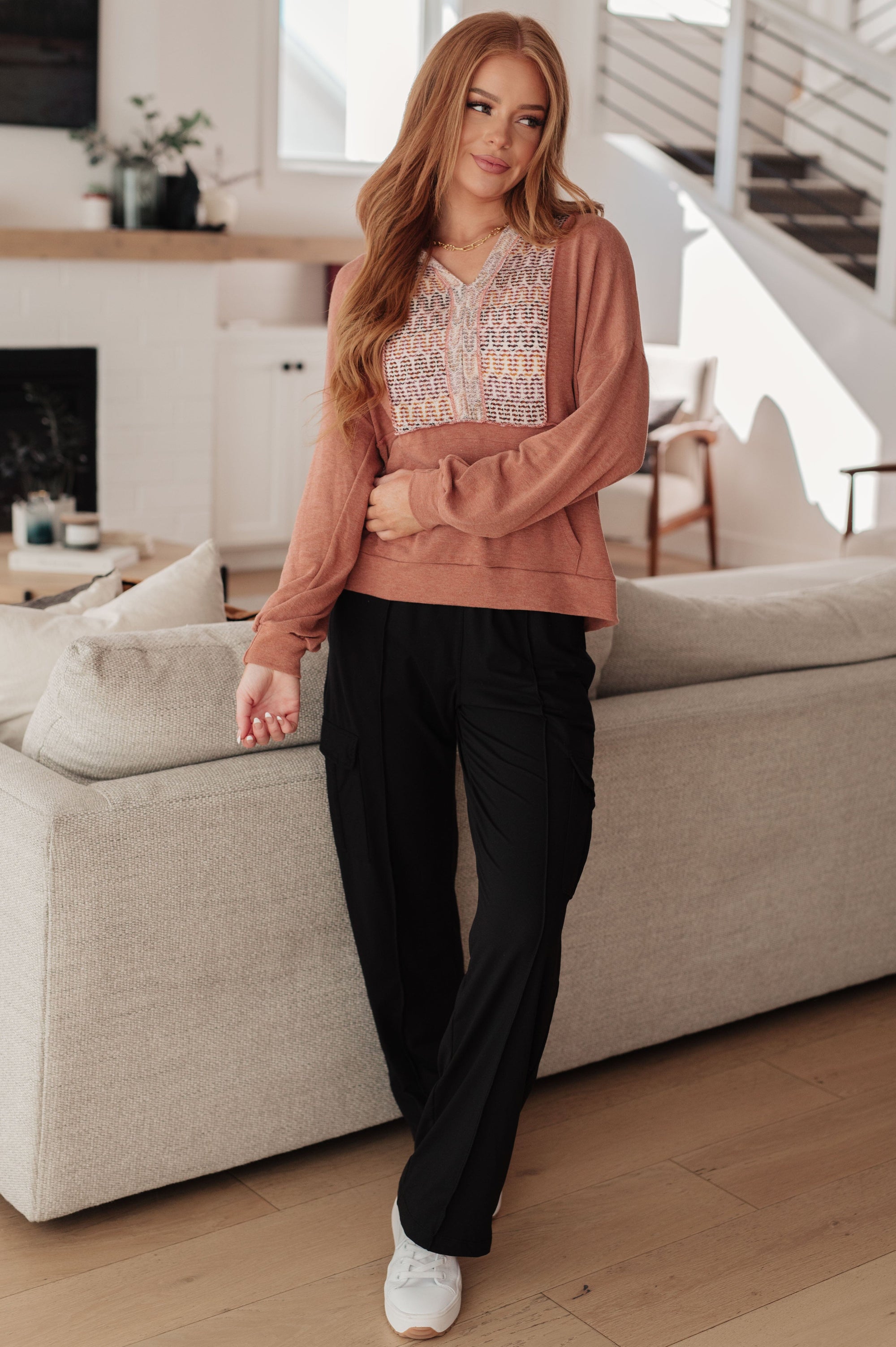 Wave Hello Mixed Print Hoodie Tops Ave Shops 