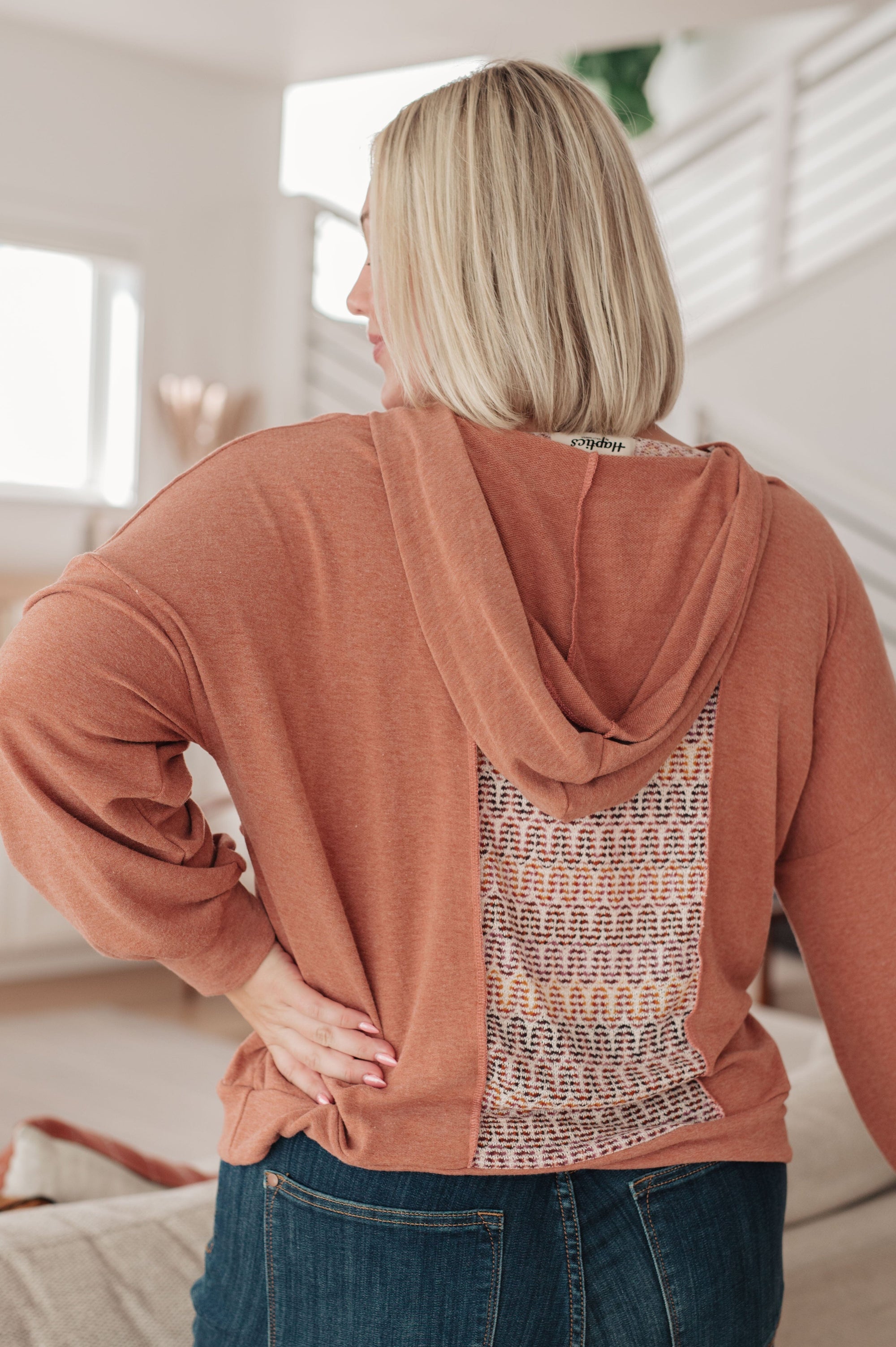 Wave Hello Mixed Print Hoodie Tops Ave Shops 