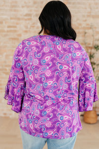 Willow Bell Sleeve Top in Lavender Paisley Tops Ave Shops 