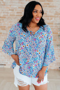 Willow Bell Sleeve Top in Retro Ditsy Floral Tops Ave Shops 