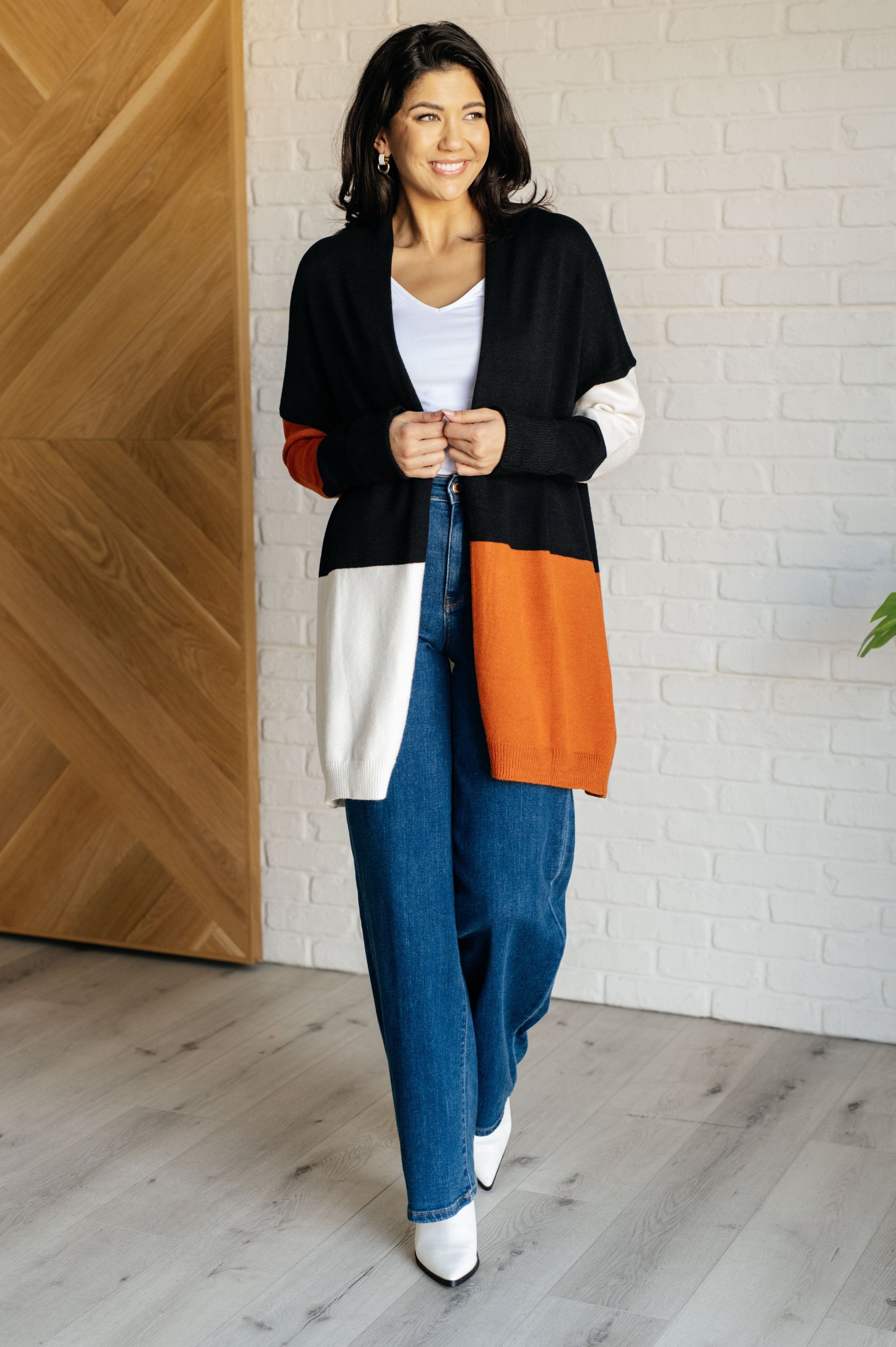 Writer's Block Color Block Open Front Cardigan Layers Ave Shops 