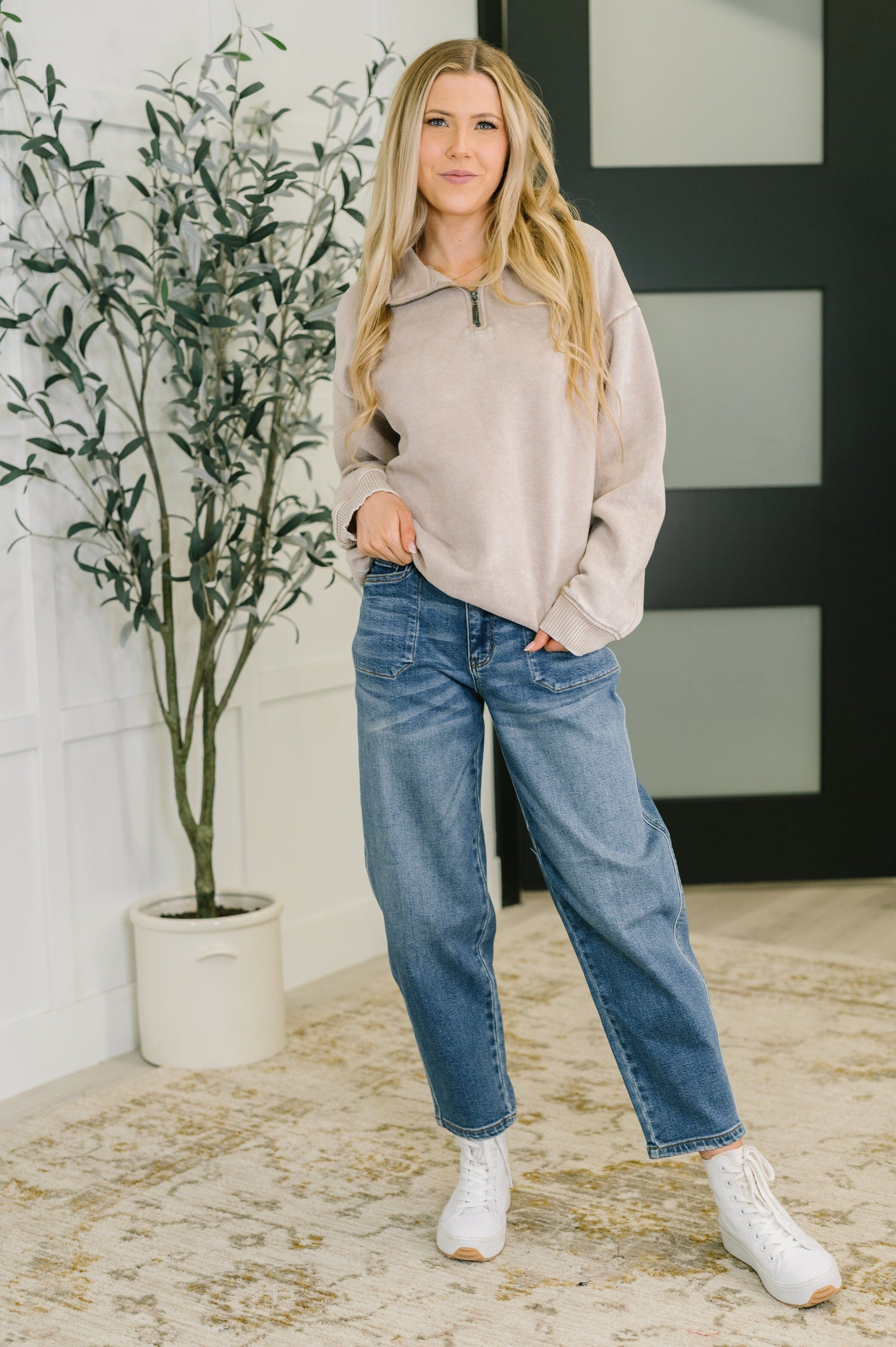 You Should Know Half Zip Pullover in Ash Mocha Womens Ave Shops 