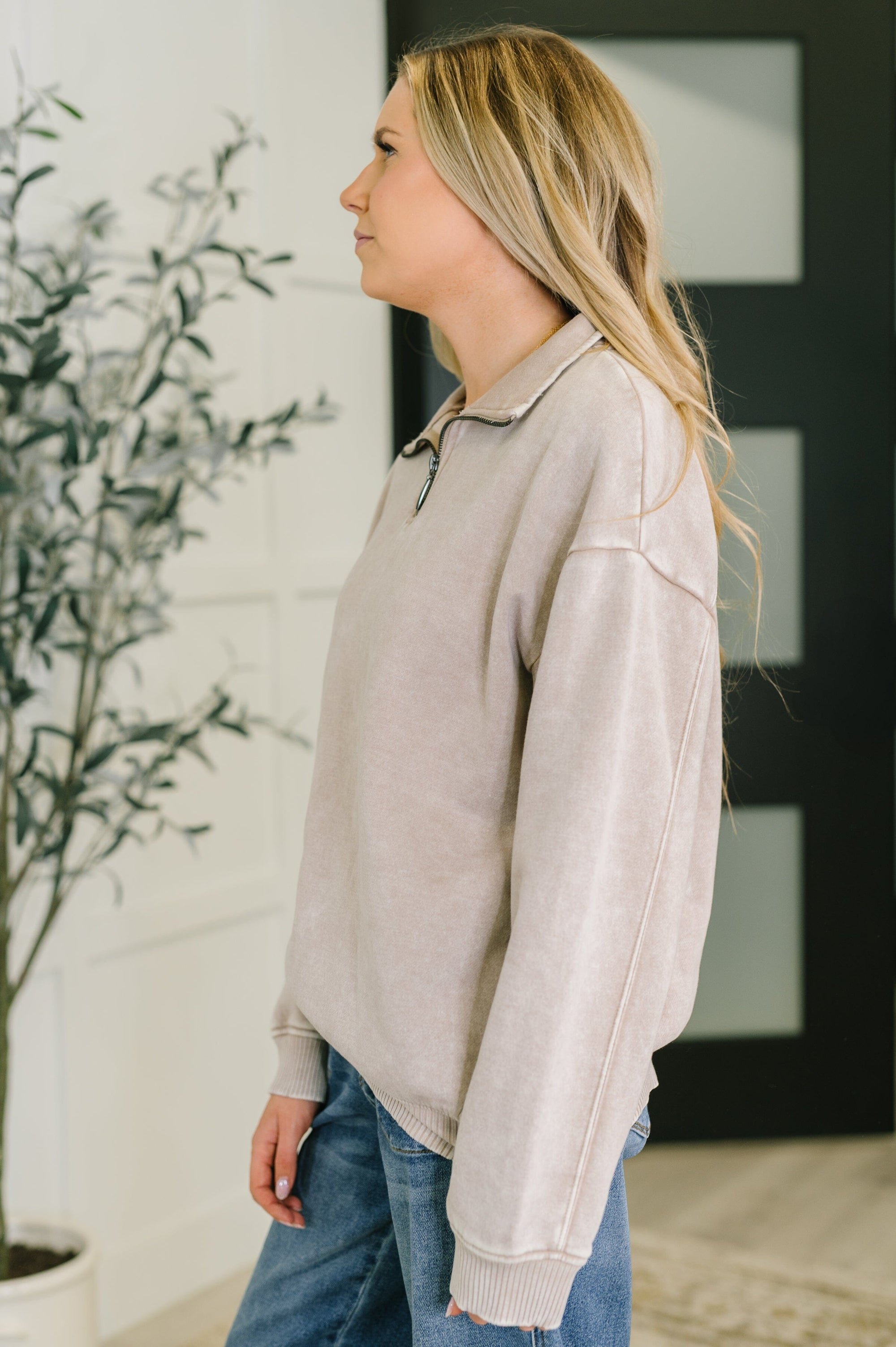 You Should Know Half Zip Pullover in Ash Mocha Womens Ave Shops 