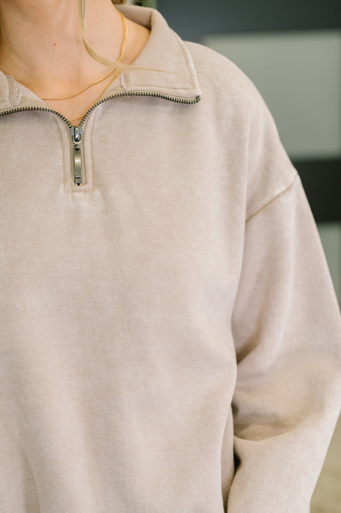 You Should Know Half Zip Pullover in Ash Mocha Womens Ave Shops 