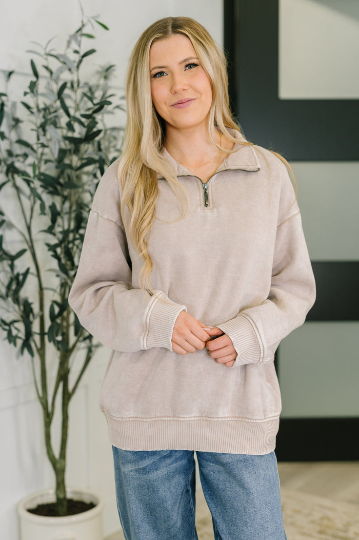 You Should Know Half Zip Pullover in Ash Mocha Womens Ave Shops 