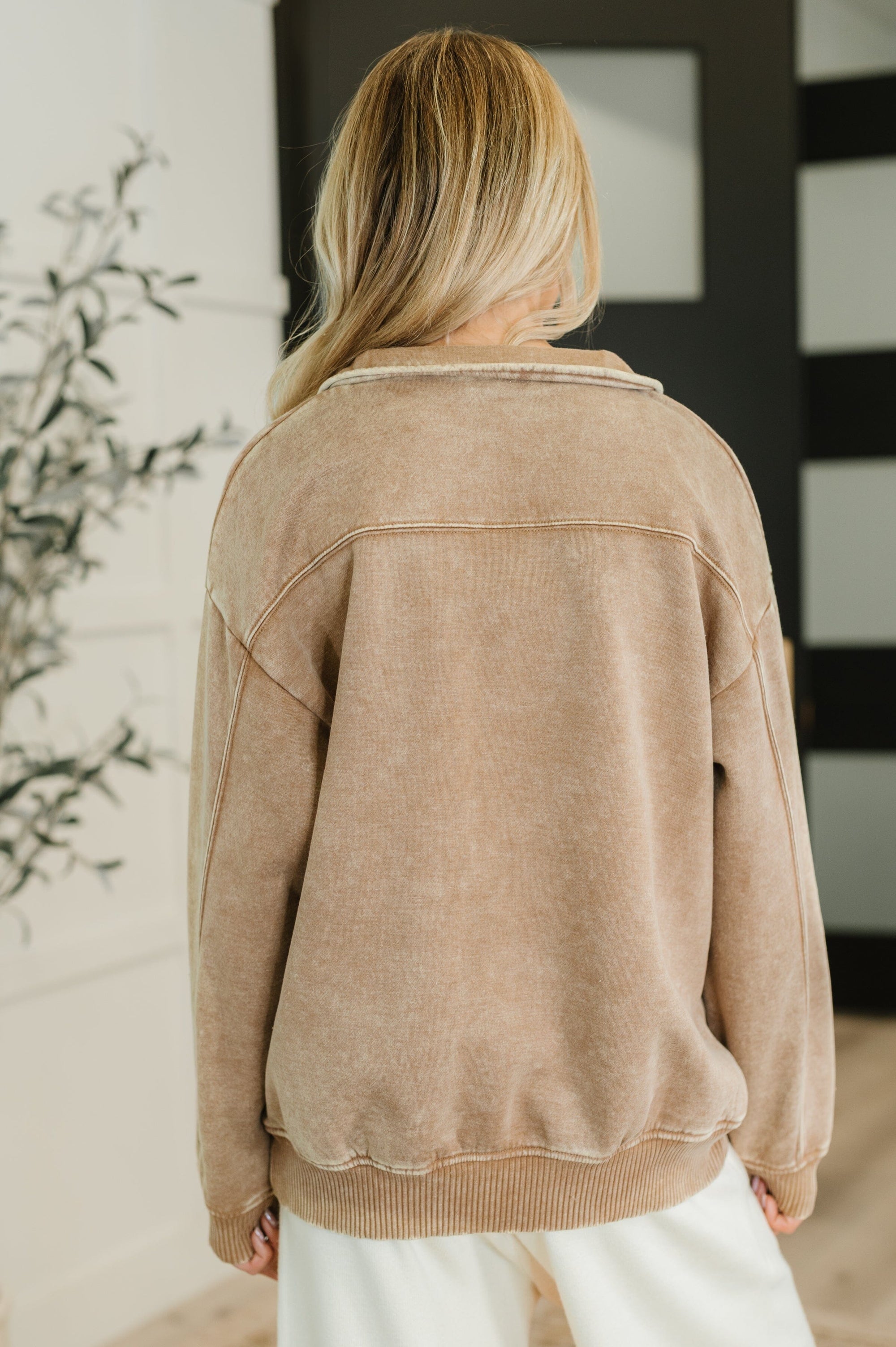 You Should Know Half Zip Pullover in Deep Camel Womens Ave Shops 