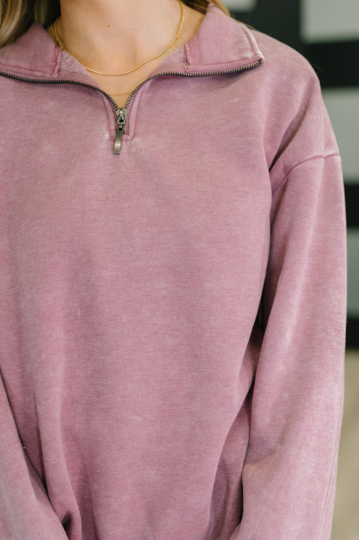 You Should Know Half Zip Pullover in Light Rose Womens Ave Shops 