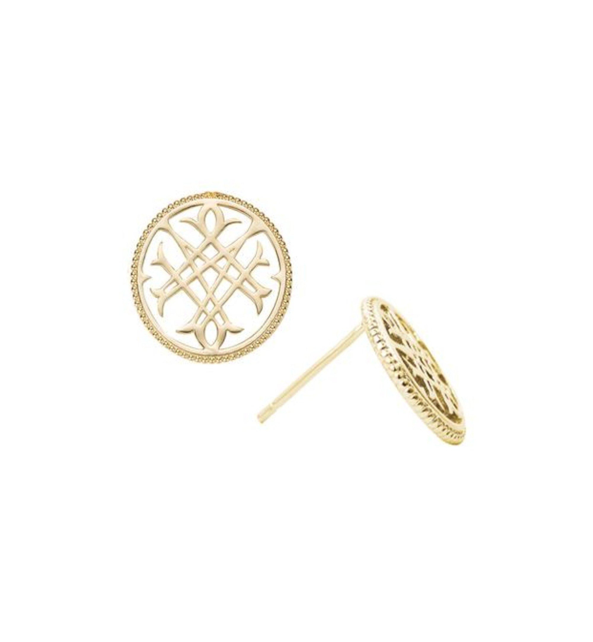 Natalie Wood Designs Circle Logo Studs In Gold ShopLavishTX 