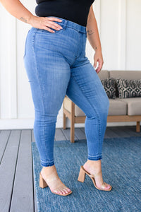 Amanda High Rise Pull on Release Hem Skinny Jeans Womens Ave Shops 