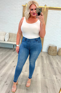 Amanda High Rise Pull on Release Hem Skinny Jeans Womens Ave Shops 