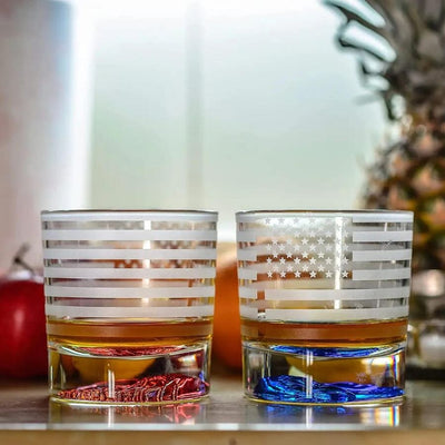 American Flag Decor USA Whiskey Glasses - Set of 2 whiskey glasses Greenline Goods