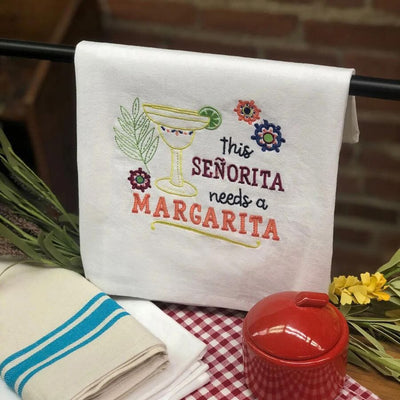 Aunt Martha's Dirty Laundry Tea Towel - Senorita Margarita kitchen towels Colonial Patterns