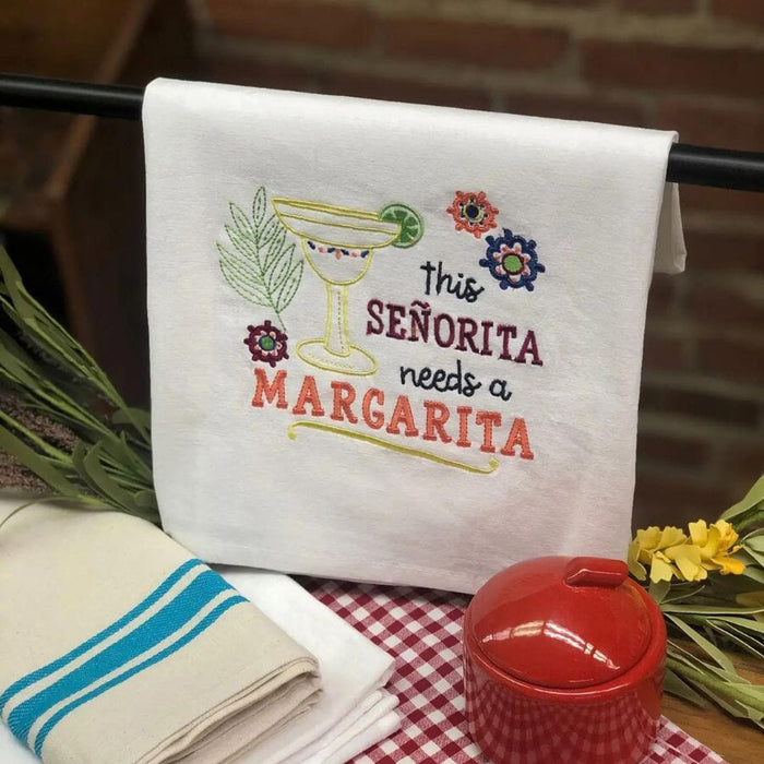 Aunt Martha's Dirty Laundry Tea Towel - Senorita Margarita kitchen towels Colonial Patterns 