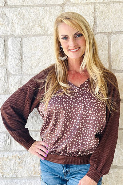 Brown Animal Print Woven Top NEW