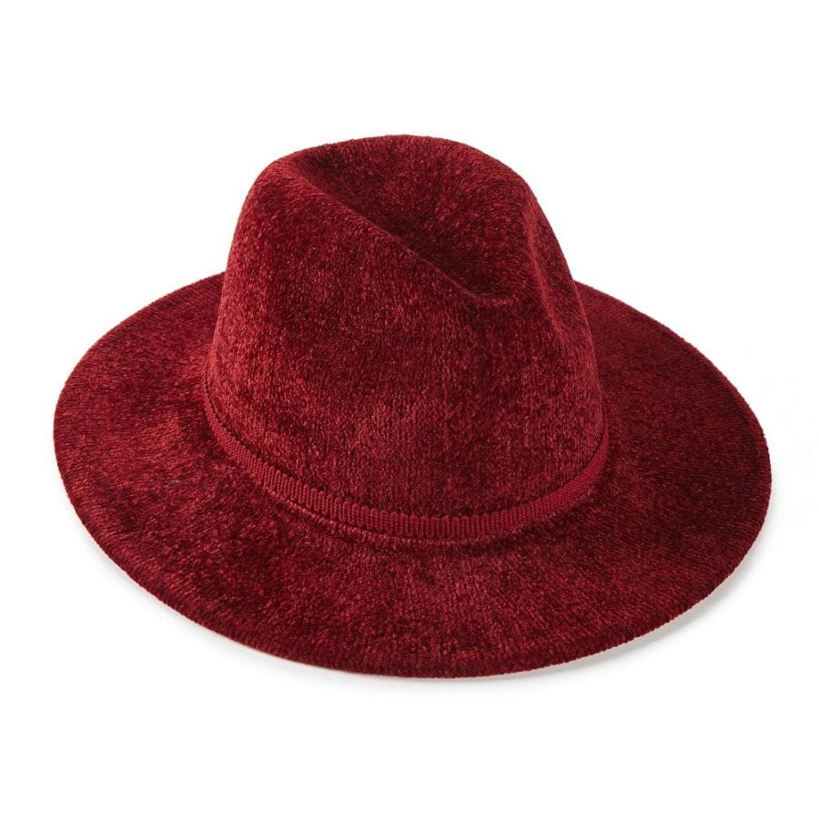 Burgundy Corduroy Panama Hat With Matching Band Hat Judson & Co 