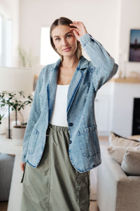 Business Brunch Denim Blazer Womens Ave Shops 