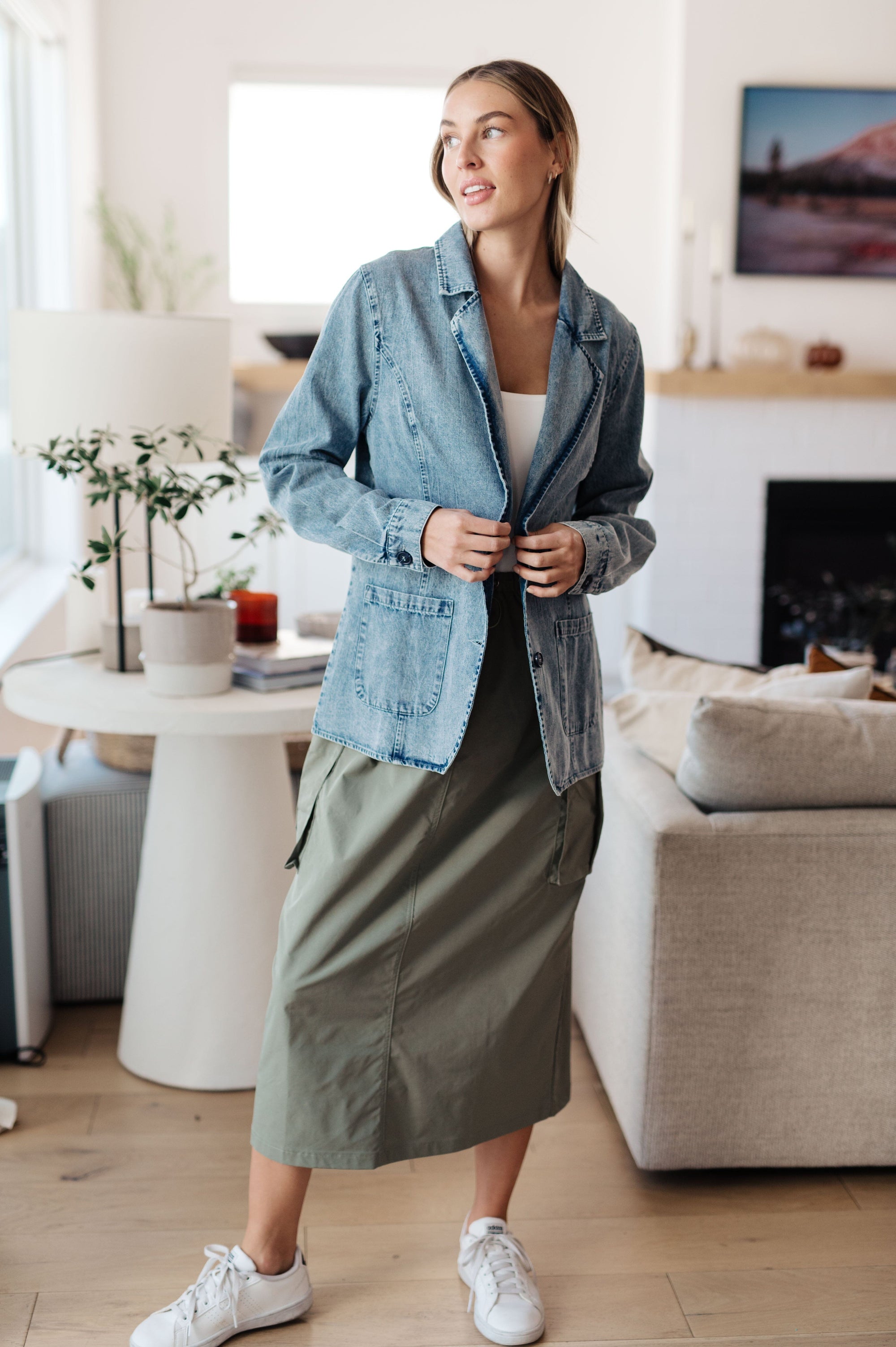 Business Brunch Denim Blazer Womens Ave Shops 