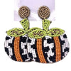 Camel Threads Beaded Cheetah Pumpkin Earrings Seasonal