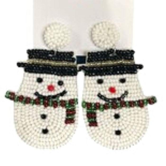 Camel Threads Beaded Snowman Earrings Seasonal 