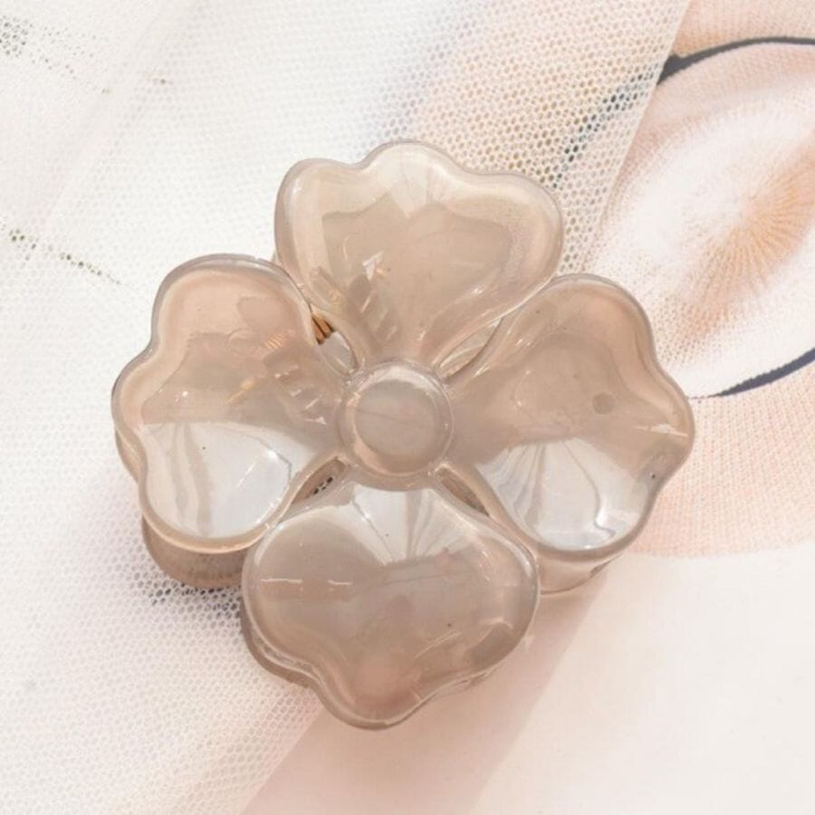 Clear Grey Hibiscus Flower Hair Claw Clip hair accessories Judson & Co 