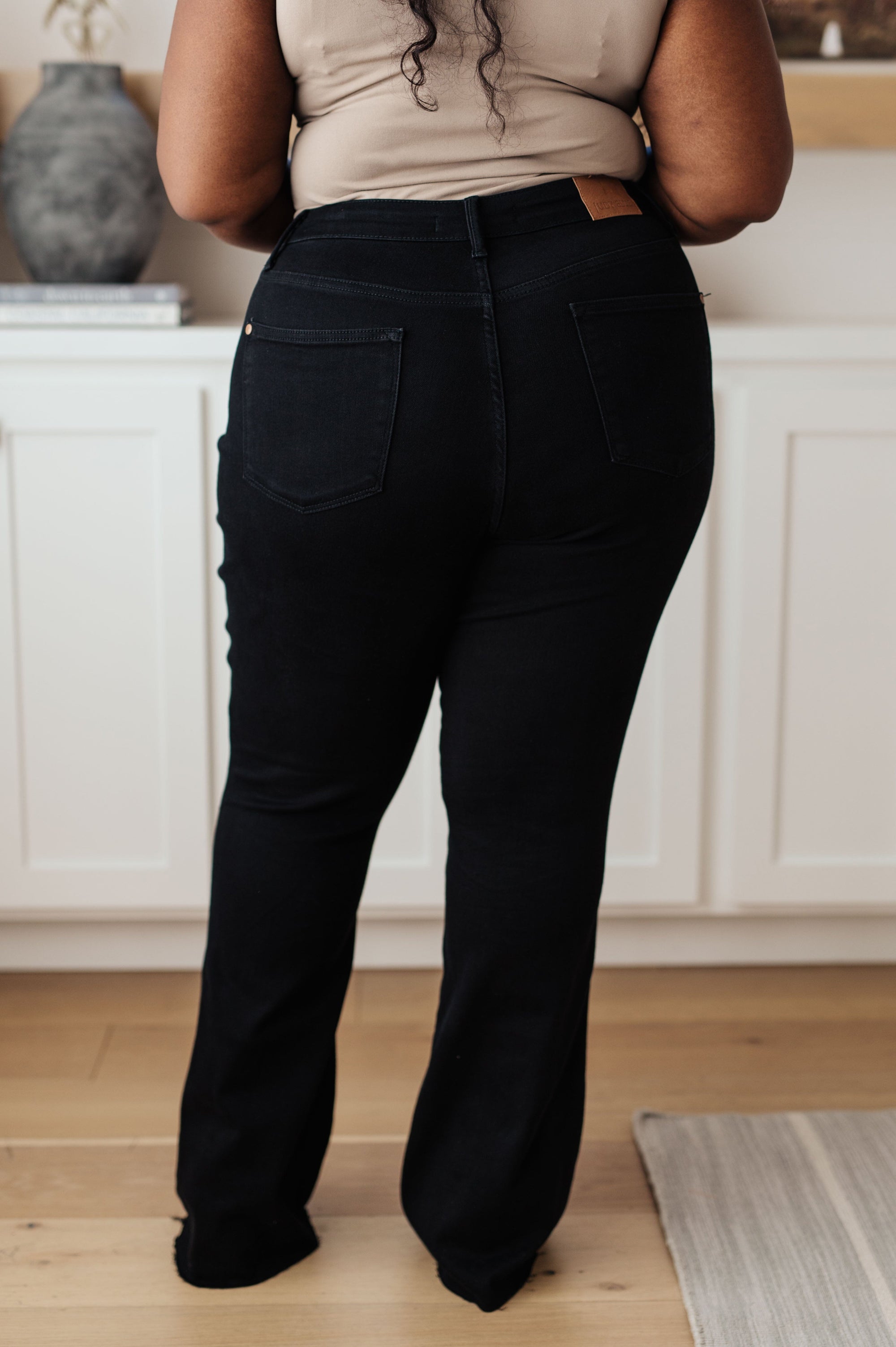 Etta High Rise Control Top Flare Jeans in Black Womens Ave Shops 