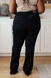 Etta High Rise Control Top Flare Jeans in Black Womens Ave Shops 